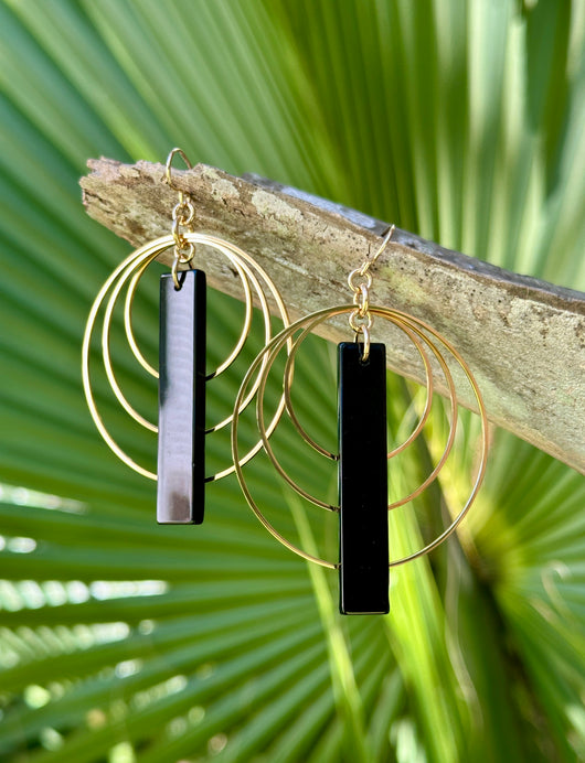 Onyx Triple Hoops