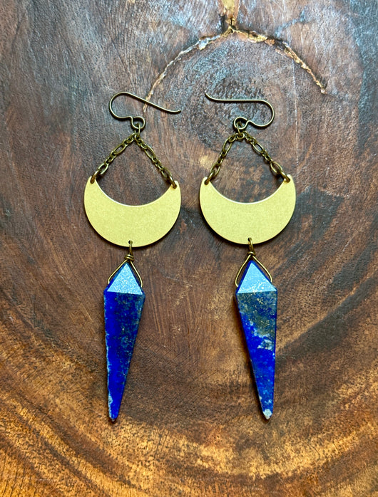 Lapis lazuli Crescent Moons