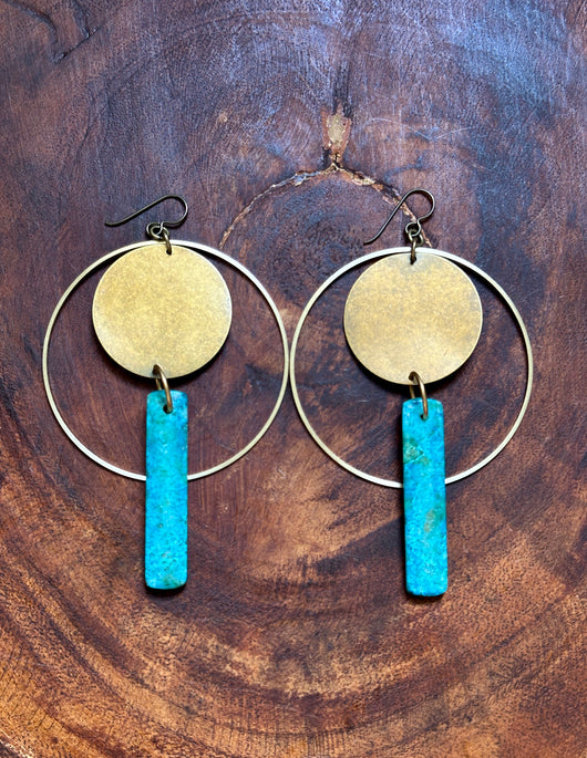 Turquoise Dolomite Brass Moons