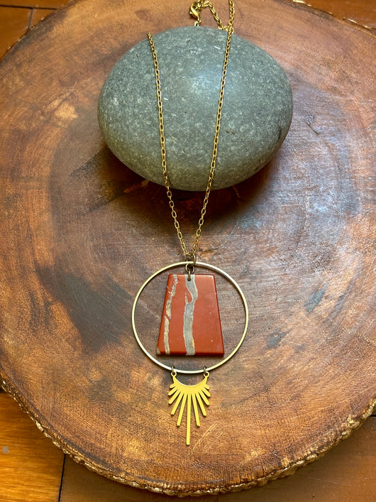 Red Jasper Hoop Necklace