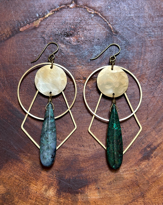 African Turquoise Full Moon Hoops