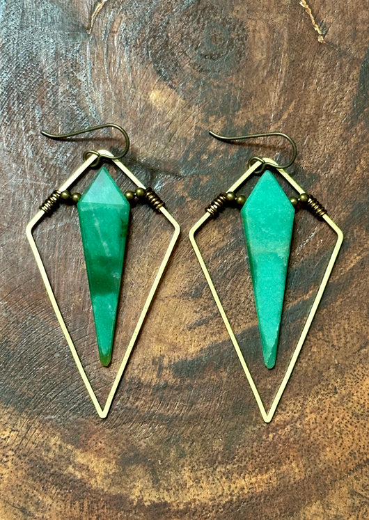 Green Aventurine Hoops