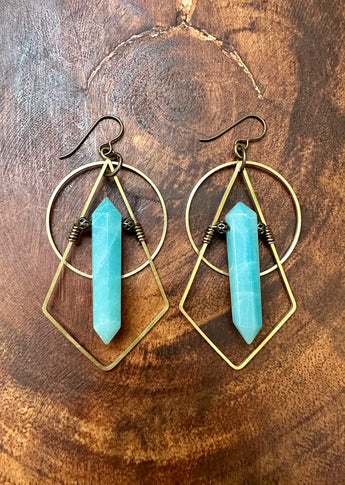 Amazonite Geometric Hoops