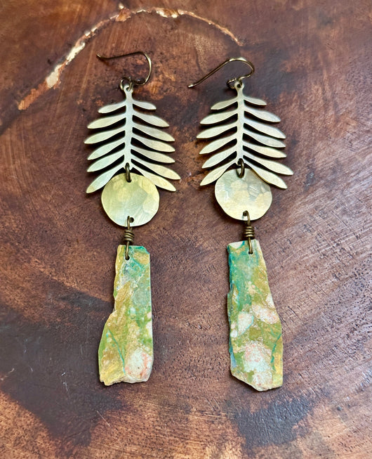 Natural Peruvian Blue Green Opal Moon Fronds