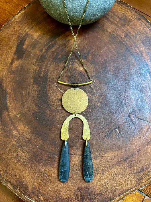Obsidian Geometric Necklace