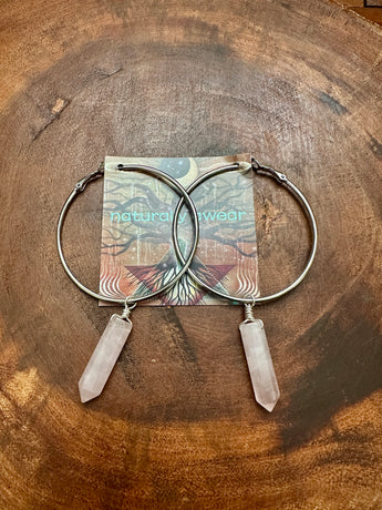 Rose Quartz Hoops