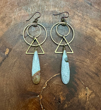 Ocean Jasper Geometric Hoops