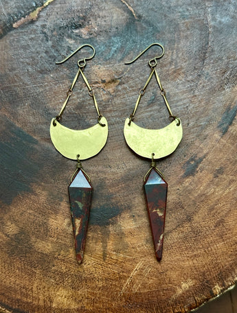 Rainbow Jasper Crescent Moon Drops