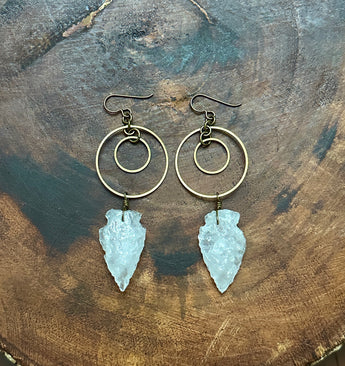 Rose Quartz Arrowhead Hoops
