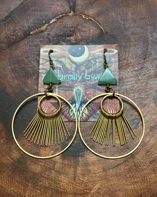 Green Aventurine Fringie Hoops