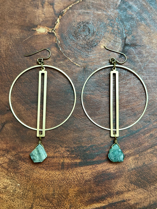 Green Kyanite Hoops