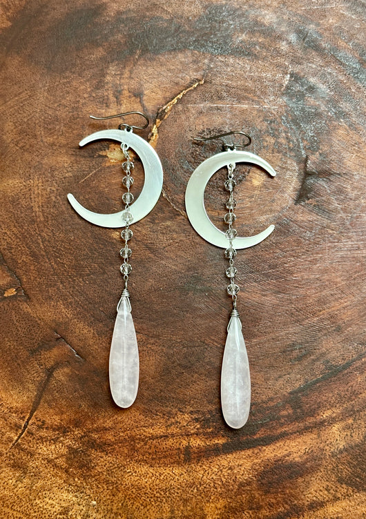 Rose Quartz Crescent Moon Dusters