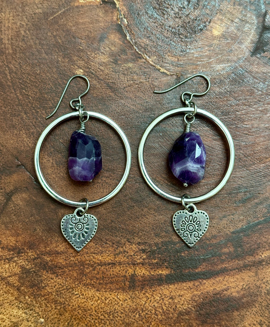 Amethyst Hoops