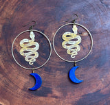 Lapis lazuli Crescent Moons Asp Hoops