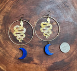 Lapis lazuli Crescent Moons Asp Hoops