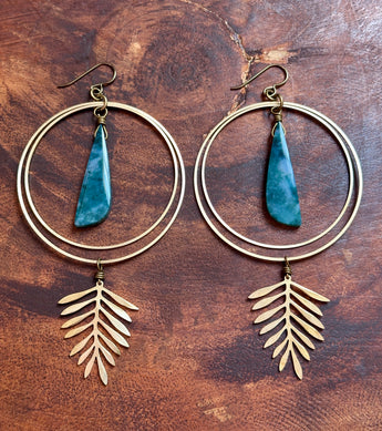 Moss Agate Fern Hoops
