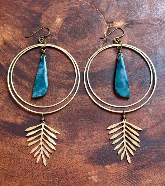 Moss Agate Fern Hoops