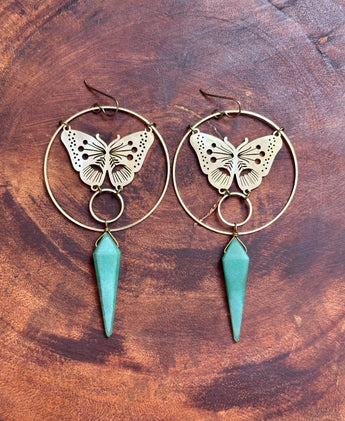 Green Aventurine Butterfly Hoops