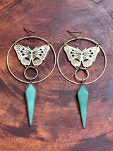 Green Aventurine Butterfly Hoops