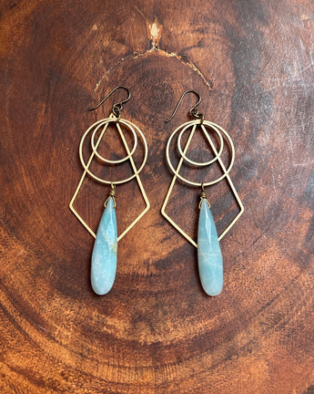 Amazonite Geometric Hoops