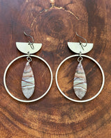 Agate + Amethyst Silver Hoops