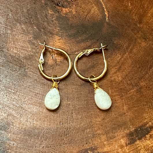 Rainbow Moonstone Huggies