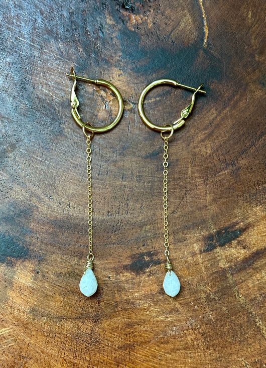 Faceted Rainbow Moonstone Dangles