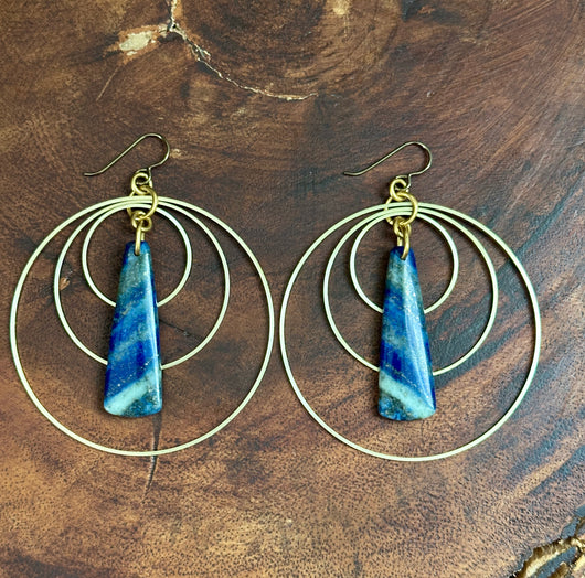 Lapis lazuli Triple Hoops