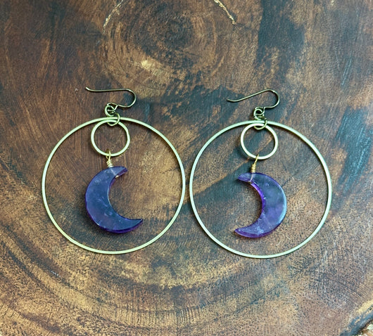 Amethyst Moon Hoops