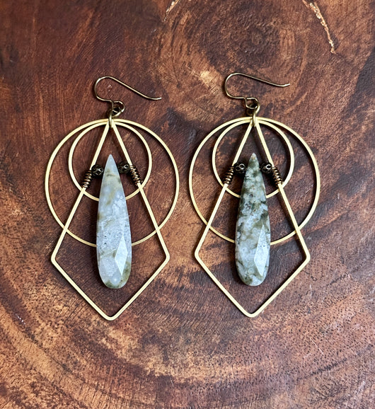 Ocean Jasper Geometric Hoops