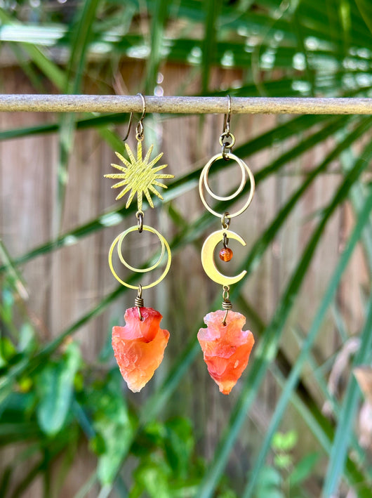 Carnelian Arrowheads Celestial Dangles