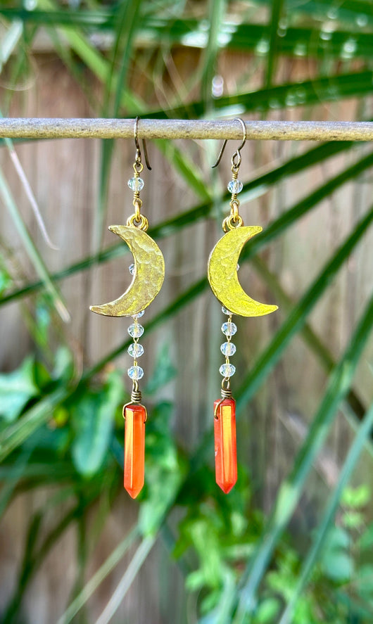 Carnelian Moon Dangles