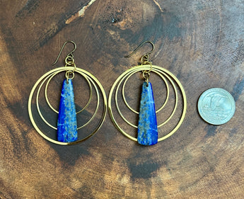 Lapis lazuli Triple Hoops