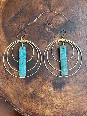 Turquoise Dolomite Triple Hoops