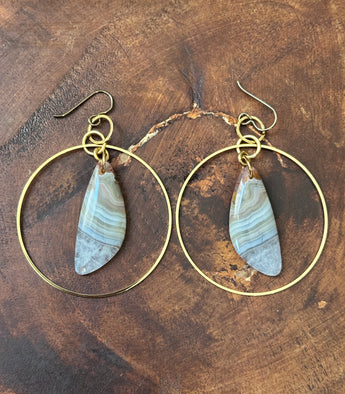 Amethyst + Agate Hoops