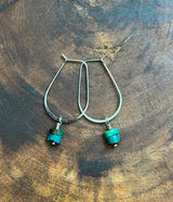 Turquoise Silver Hoops