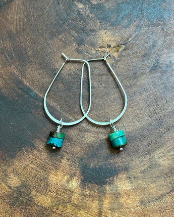 Turquoise Silver Hoops