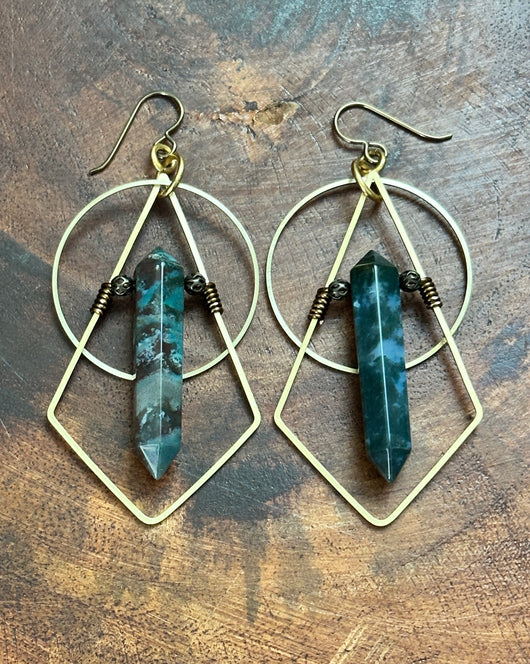 Fancy Agate Geometric Hoops