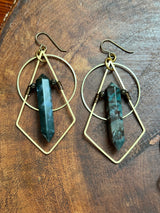 Fancy Agate Geometric Hoops