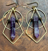 Amethyst Geometric Hoops