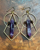 Amethyst Geometric Hoops