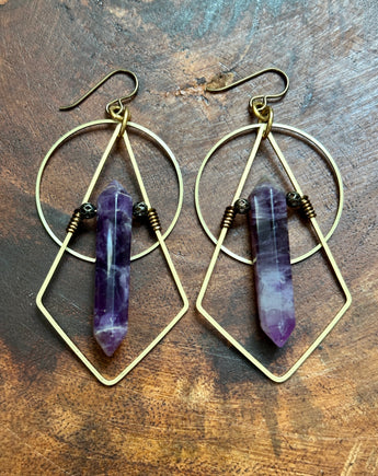 Amethyst Geometric Hoops