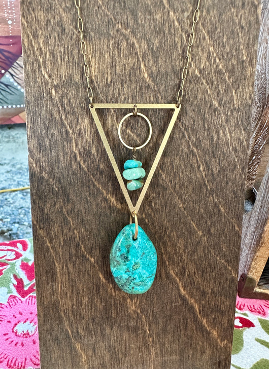 Natural Turquoise Geometric Necklace
