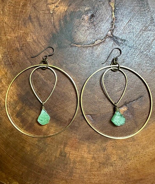 Green Kyanite Hoops