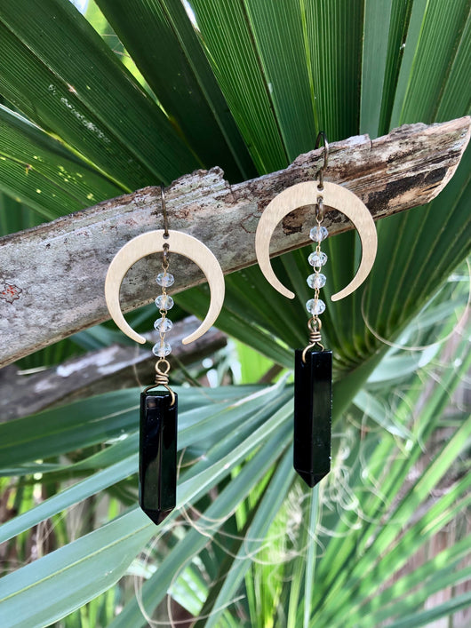 Black Onyx Crescent Moons