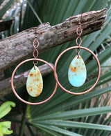 Chrysoprase Copper Hoops