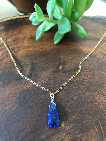 Lapis Lazuli Teardrop on 14k Gold-filled Chain
