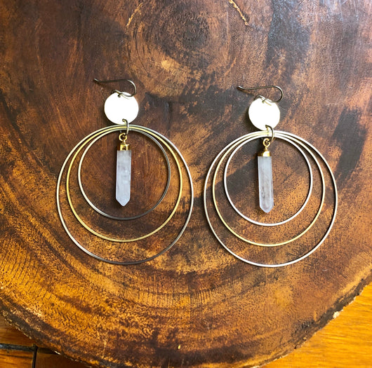 Quartz Mixed Metals Hoops