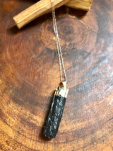 Raw Black Tourmaline on Sterling Silver Chain