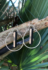 Shungite Sterling Silver Hammered Hoops